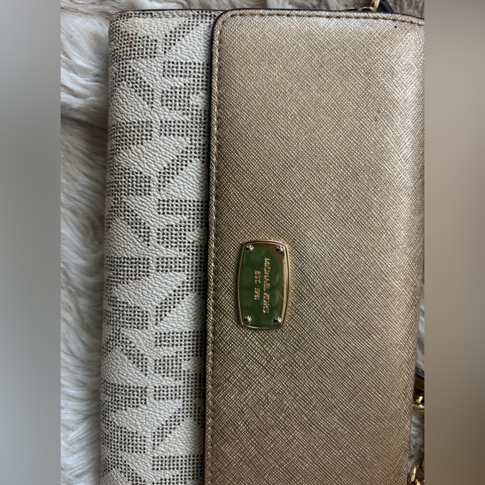 Michael Kors Metallic Gold and Beige Wallet